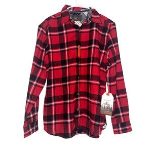 Hudson & Barrow Mountain Flannel Red Plaid Button-Up Shirt Mens Medium 100% Cott